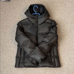 Moose Knuckles Military Green Baddeck Quilted Puffer Jacket with Hood